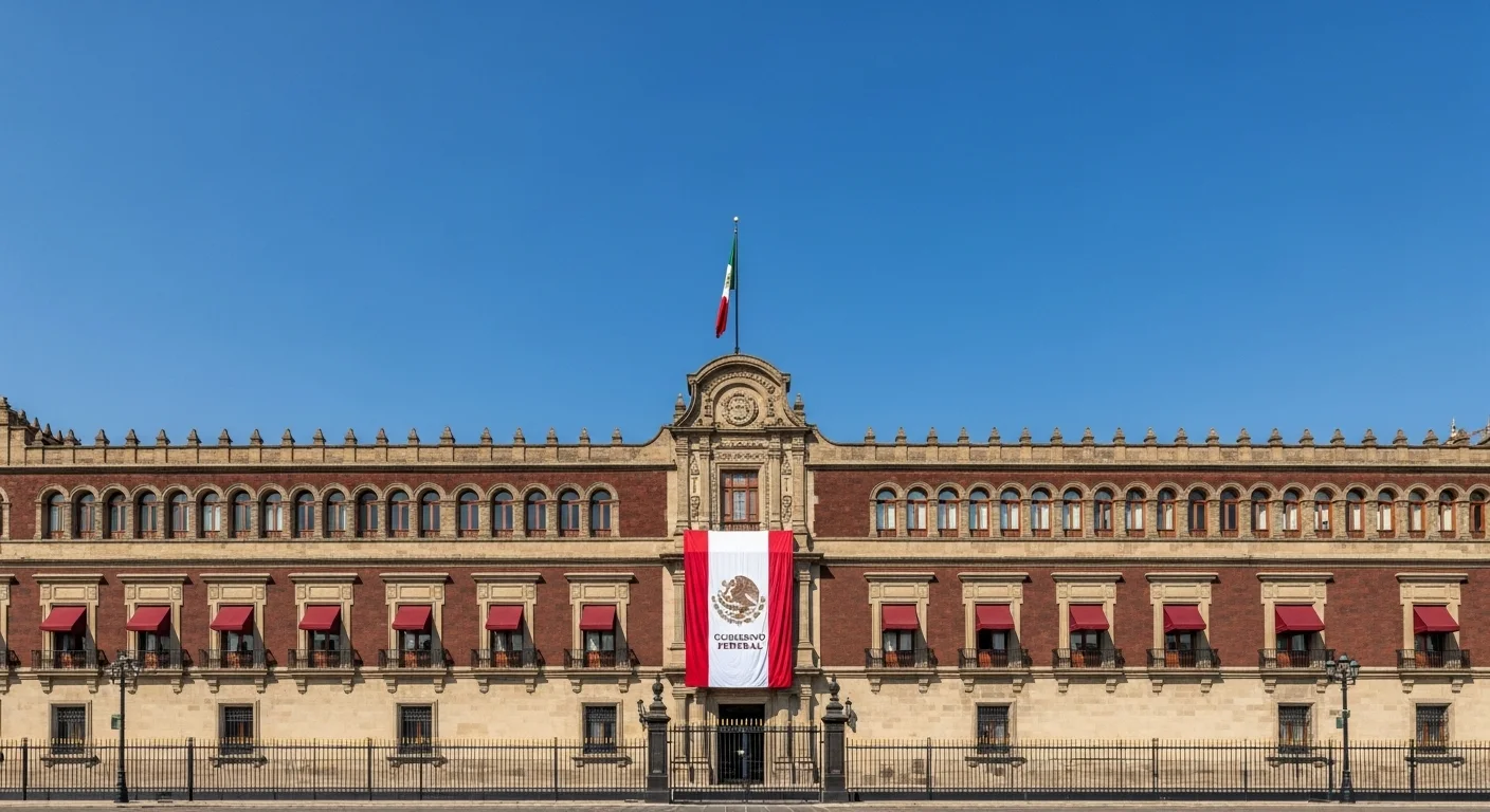 Imagen del Palacio Nacional, sede del poder ejecutivo del gobierno mexicano, donde se definen políticas como la digitalización de trámites como el acta de nacimiento.