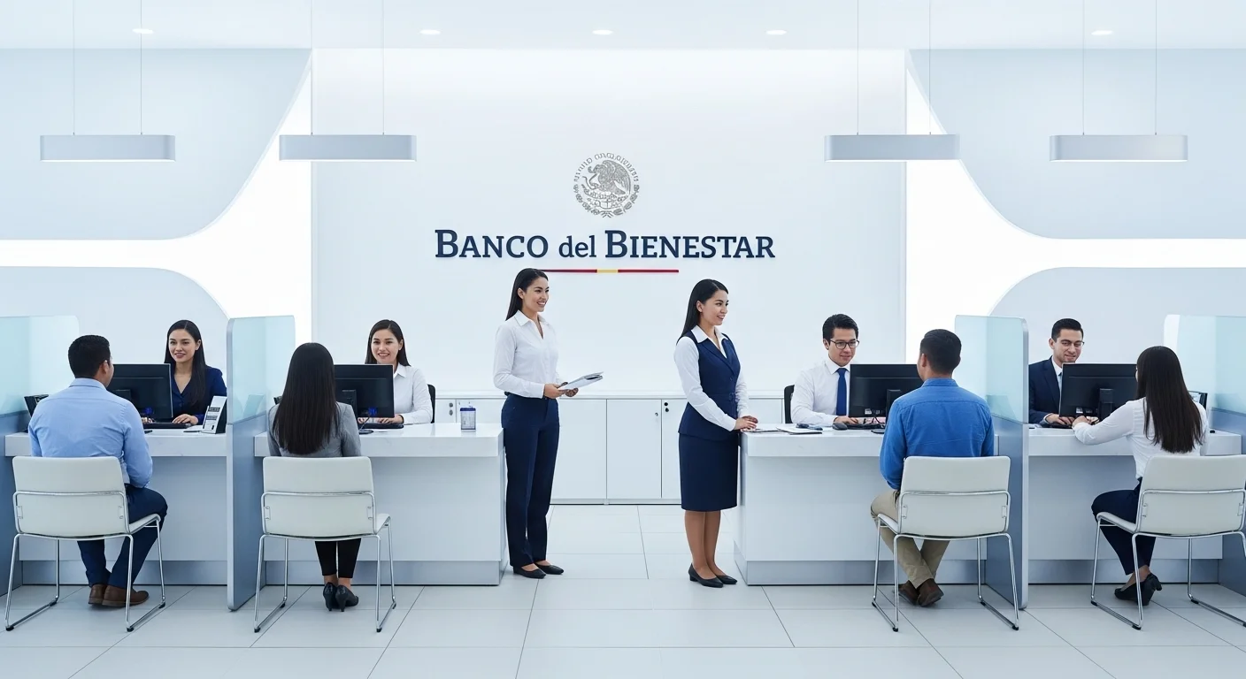 Una sucursal del Banco del Bienestar, institución clave en la distribución del apoyo económico del gobierno mexicano.