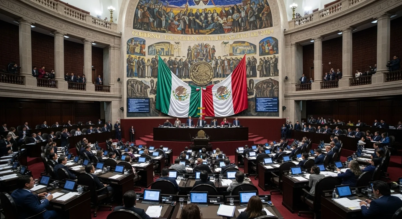 Vista del pleno de la Cámara de Diputados en México, símbolo del gobierno y las elecciones legislativas.