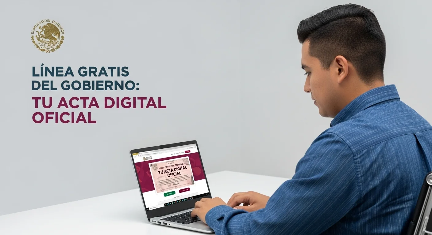 Ciudadano mexicano usando una laptop para realizar un trámite en la plataforma del gobierno y obtener un acta de nacimiento en línea gratis.