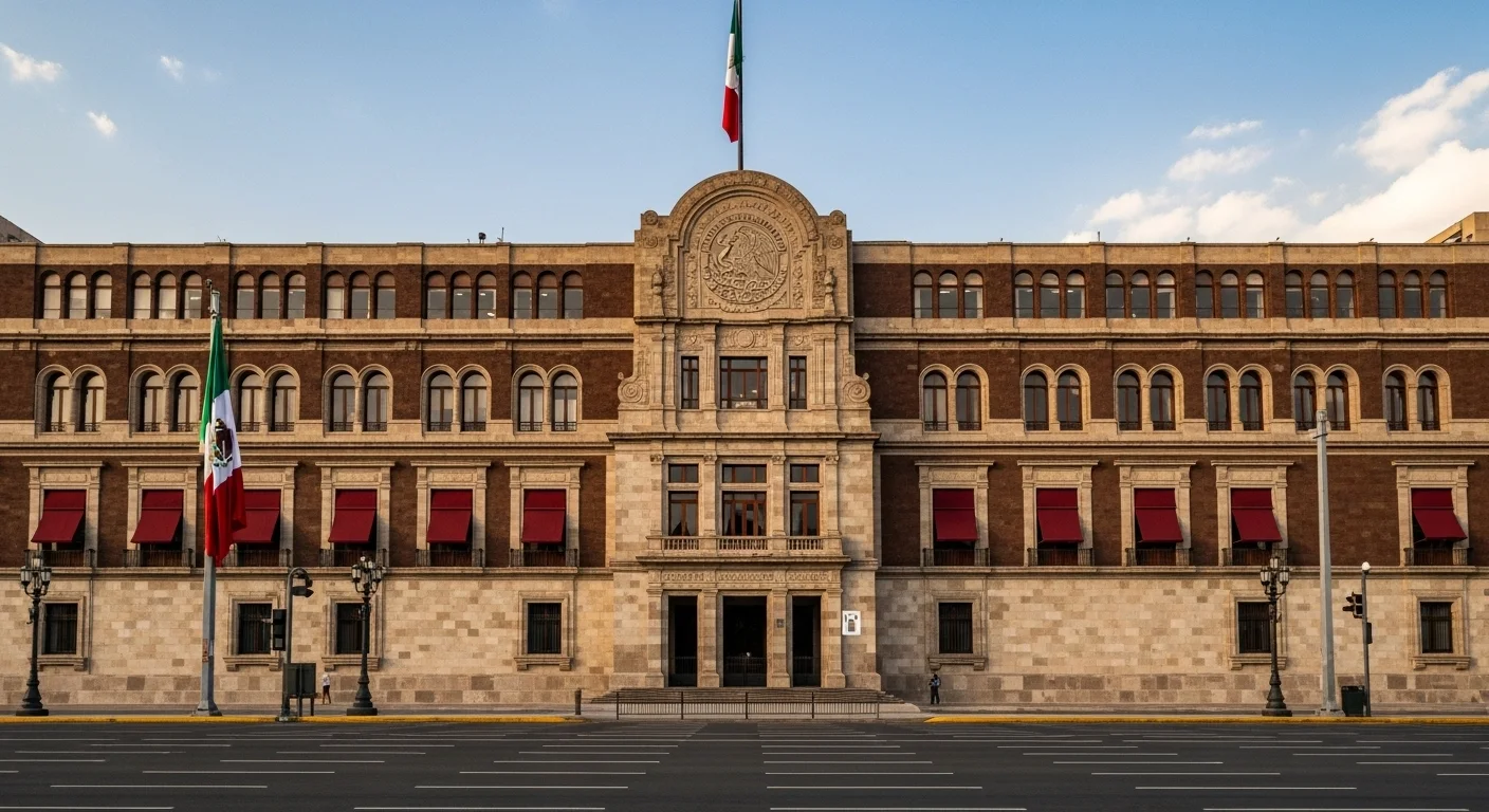 Fachada del Palacio Legislativo de San Lázaro, sede de la Cámara de Diputados, representando al poder legislativo del gobierno mexicano.