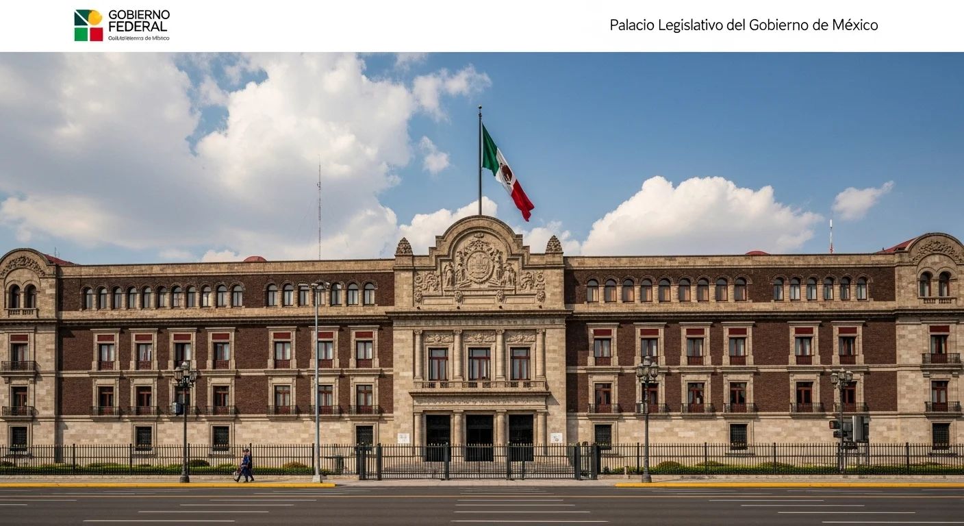 Fachada del Palacio Legislativo de San Lázaro, sede de la Cámara de Diputados, fundamental para el Estado de derecho en México.