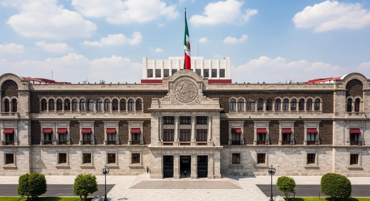 Fachada del Palacio Legislativo de San Lázaro, sede de la Cámara de Diputados del Congreso de la Unión, representando el poder legislativo y la democracia en México.