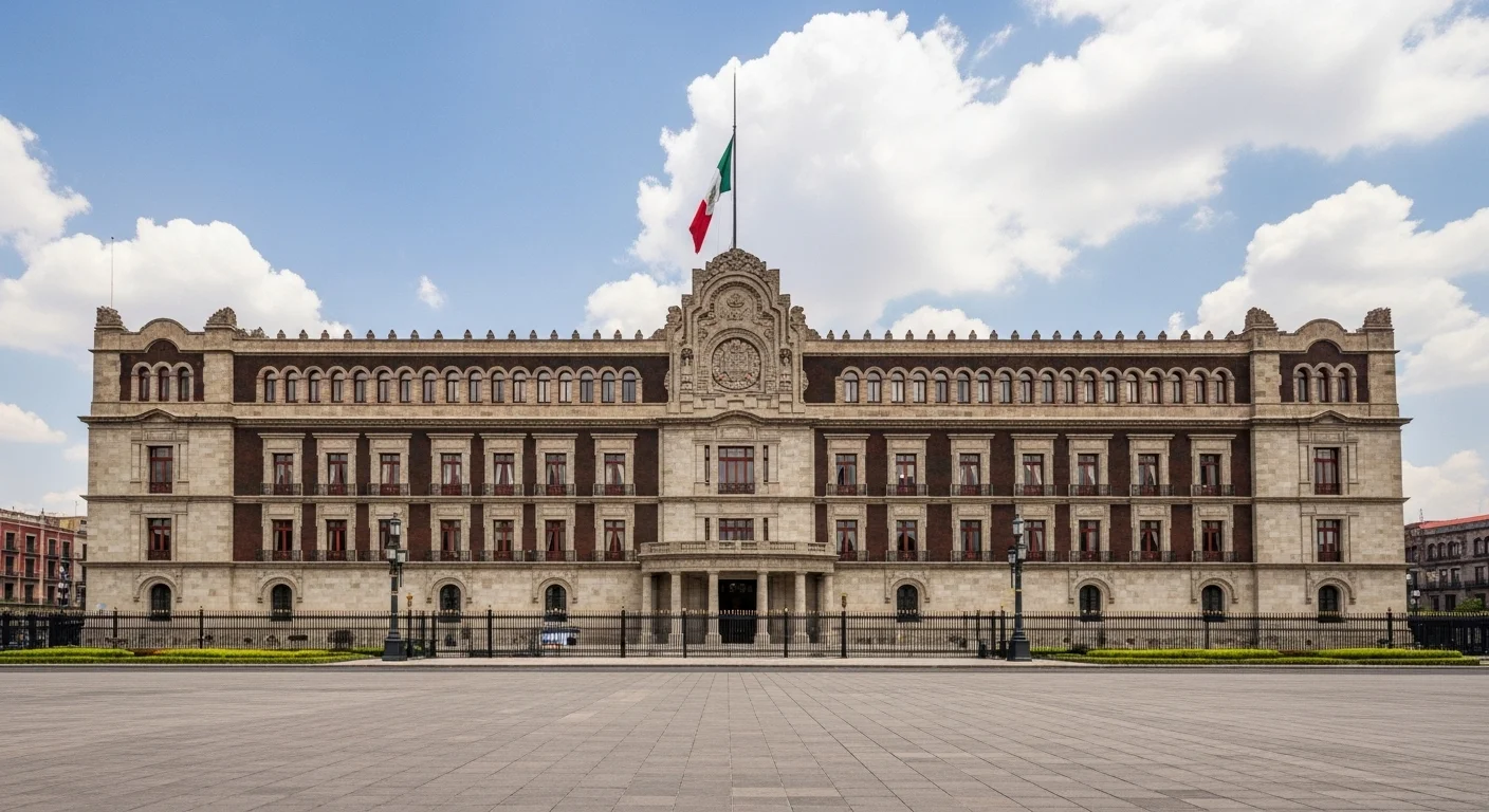 Palacio Nacional, sede del gobierno de México, simbolizando la administración y la fiscalización tributaria a través del SAT.