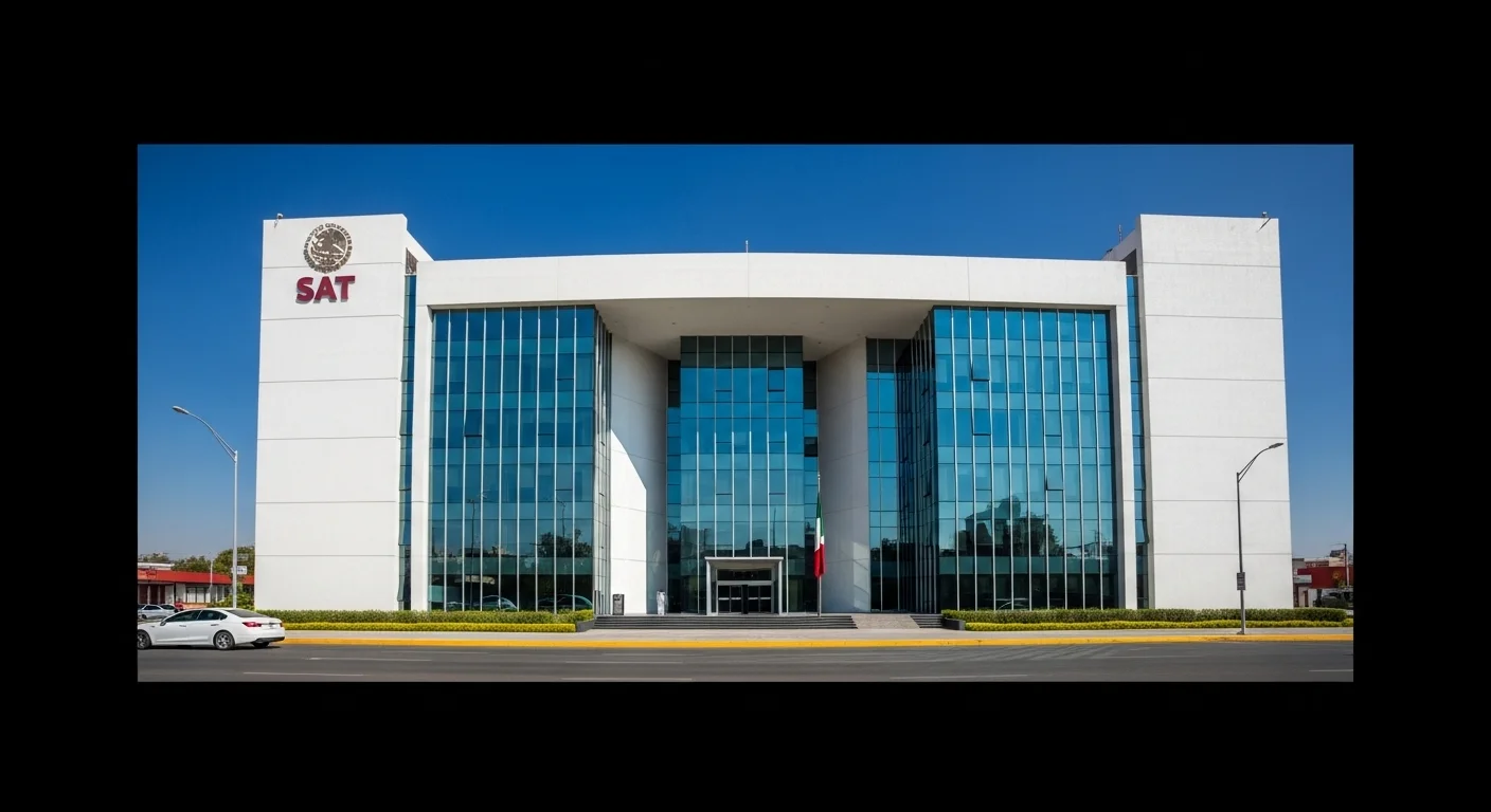 Fachada del edificio principal del Servicio de Administración Tributaria (SAT), símbolo de la recaudación fiscal del gobierno de México.