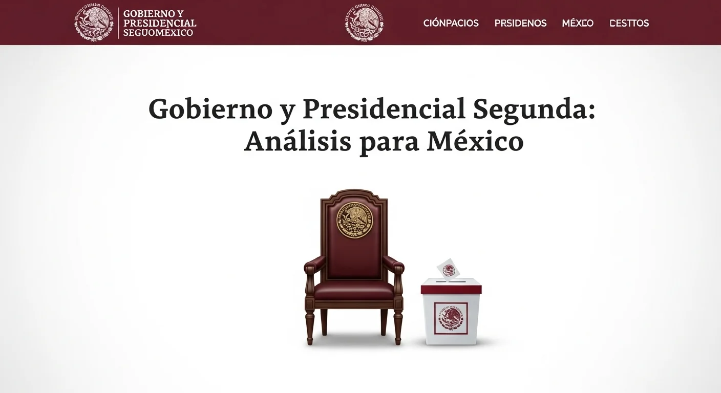 Una ilustración de la silla presidencial de México frente a una urna electoral, simbolizando el debate sobre la segunda vuelta presidencial y el gobierno.