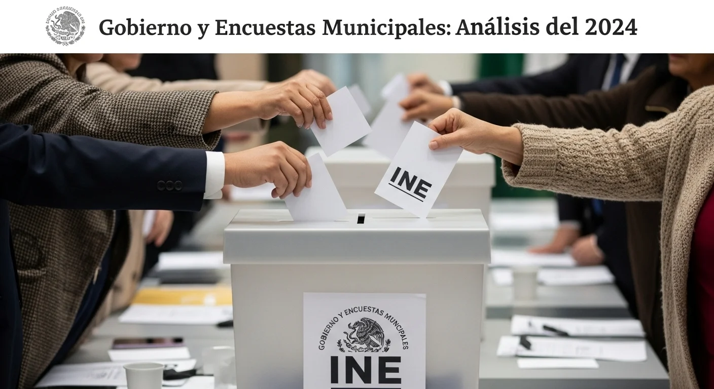Una imagen que muestra una urna electoral del INE con manos depositando votos, simbolizando la democracia y las elecciones municipales en México.