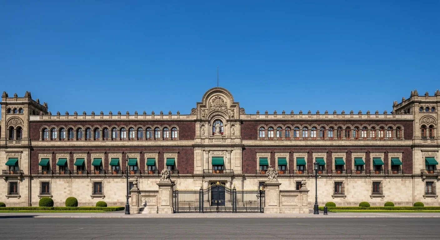 Vista del Palacio Nacional de México, representando la sede del gobierno federal y su rol en la fiscalización a través de la Masiva XML.
