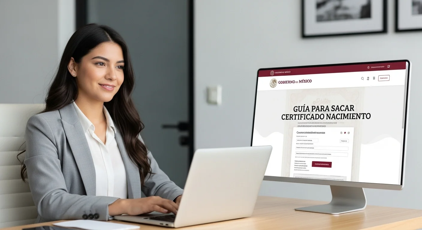 Ciudadano realizando el trámite para sacar certificado de nacimiento en el portal del gobierno de México