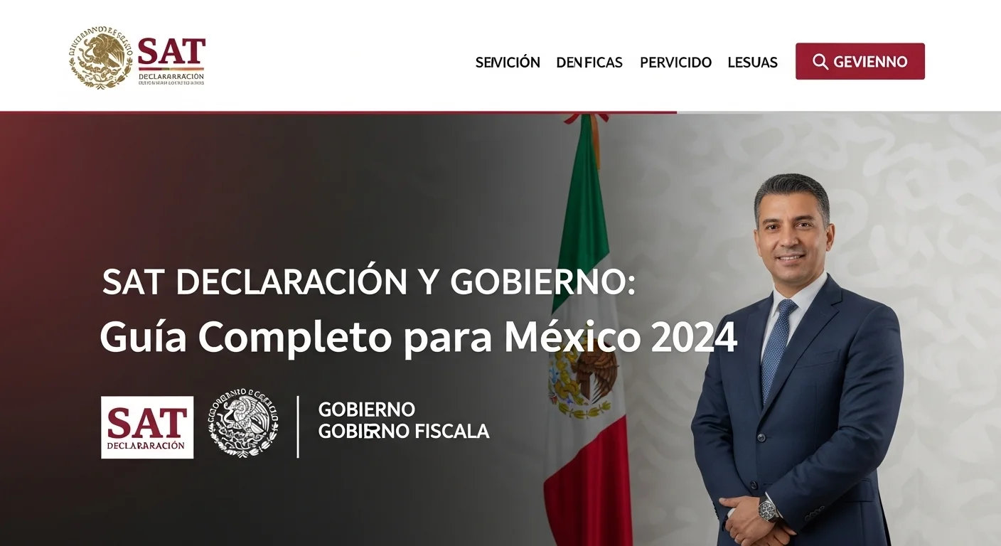 Guía completa sobre la Sat Declaración, mostrando el logo del SAT y del Gobierno de México, simbolizando el cumplimiento fiscal.