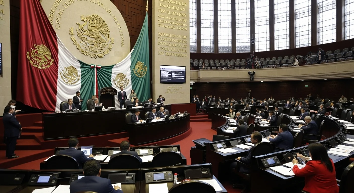 Vista interior del Hemiciclo de la Cámara de Diputados en México durante una sesión del pleno.