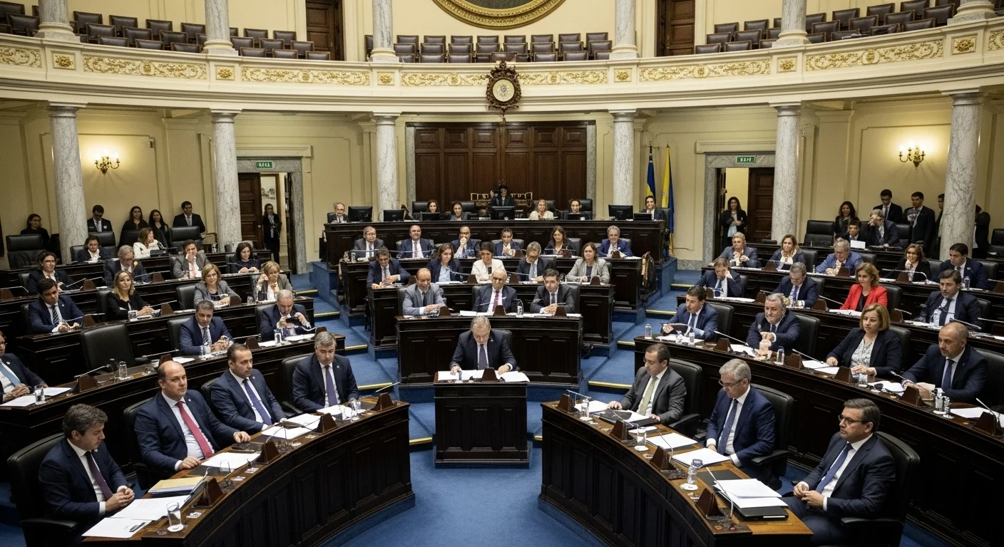 Interior del Hemiciclo de la Cámara de Diputados durante una sesión del pleno, mostrando la composición de diputados en sus curules.