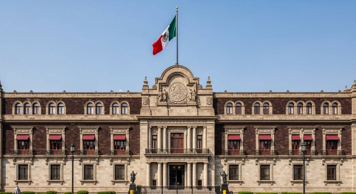 Vista frontal del Palacio Legislativo de San Lázaro, sede de la Cámara de Diputados de México, símbolo del gobierno y la creación de reglamentos.
