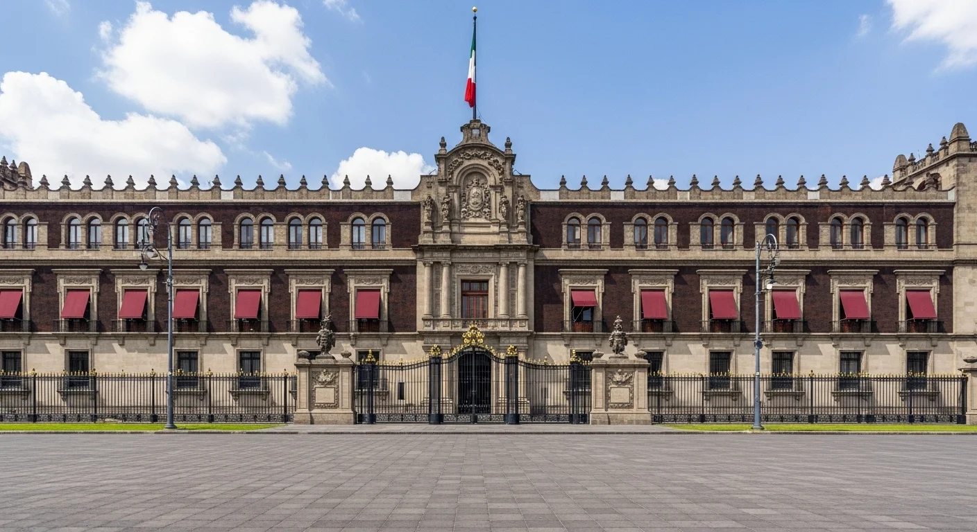 Fotografía del Palacio Nacional en la Ciudad de México, sede del poder ejecutivo del gobierno mexicano, en el contexto de las elecciones 2024.