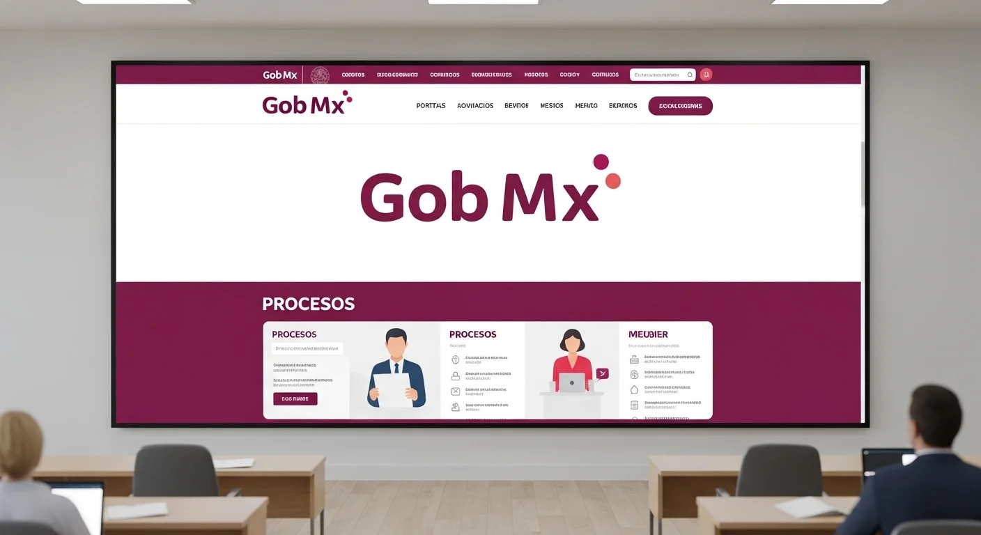Pantalla de inicio del portal Gob Mx, el sitio único del gobierno de México, mostrando el logo y menú de trámites.