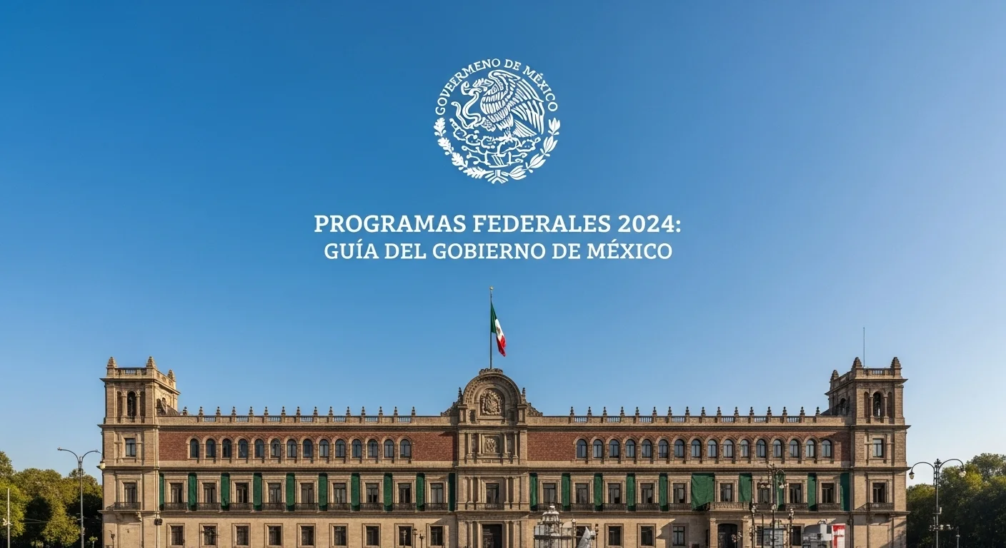 Una imagen del Palacio Nacional de México con el logo del Gobierno de México, simbolizando los programas federales 2024.
