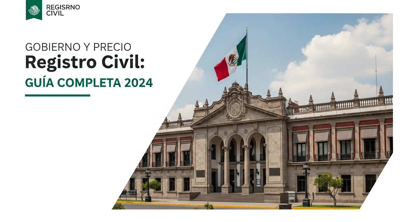 Edificio del Registro Civil en México con la bandera mexicana, simbolizando el rol del gobierno en la identidad ciudadana