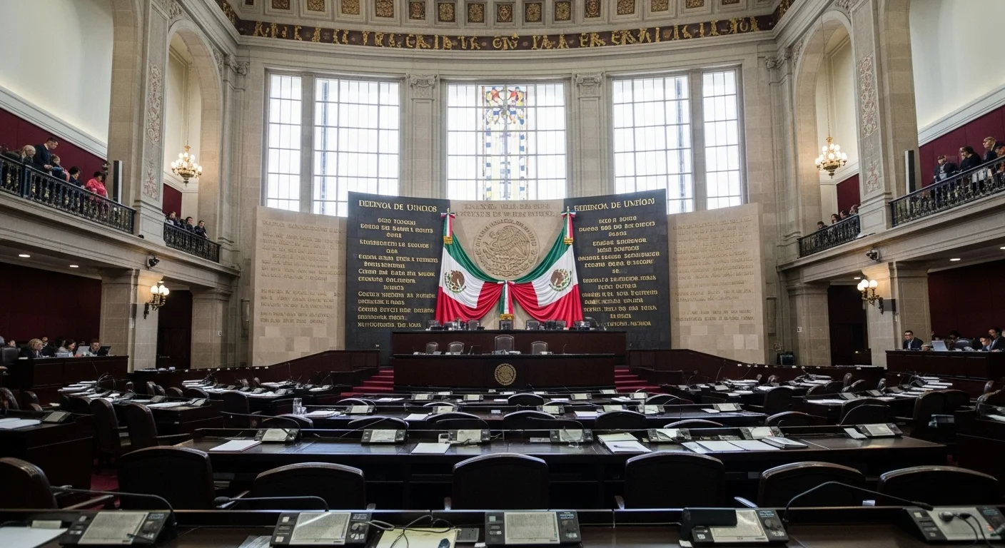 Salón de plenos de la Cámara de Senadores del Congreso de la Unión en México.