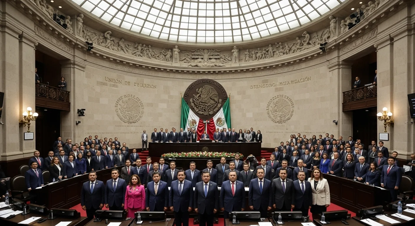 Vista del Hemiciclo de la Cámara de Senadores del Congreso de la Unión del gobierno mexicano.