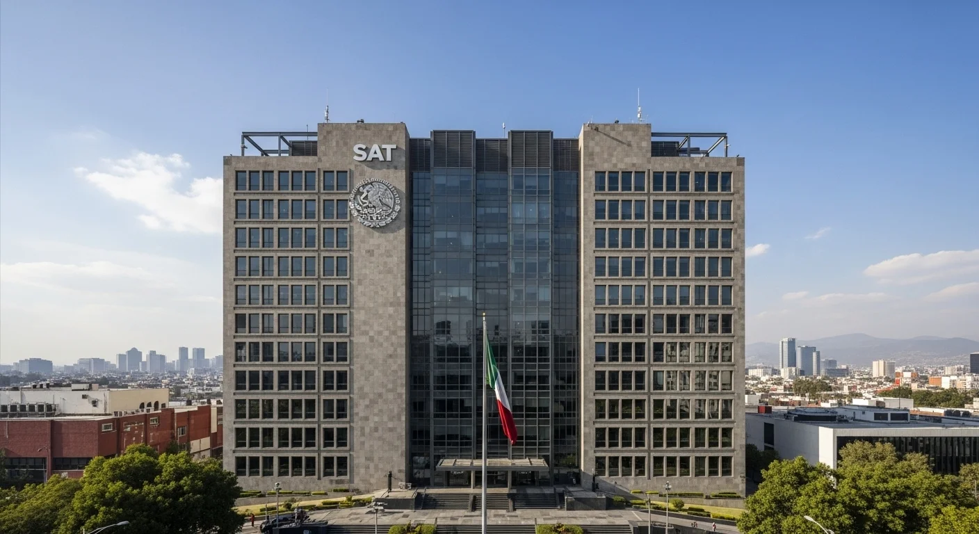 Edificio de oficinas del Servicio de Administración Tributaria (SAT) en México, simbolizando la relación entre el gobierno y los contribuyentes.