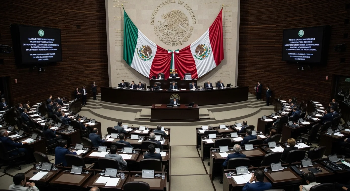 Salón de plenos del Senado de México durante una sesión, representando la actividad del gobierno mexicano y el Senado Hoy.